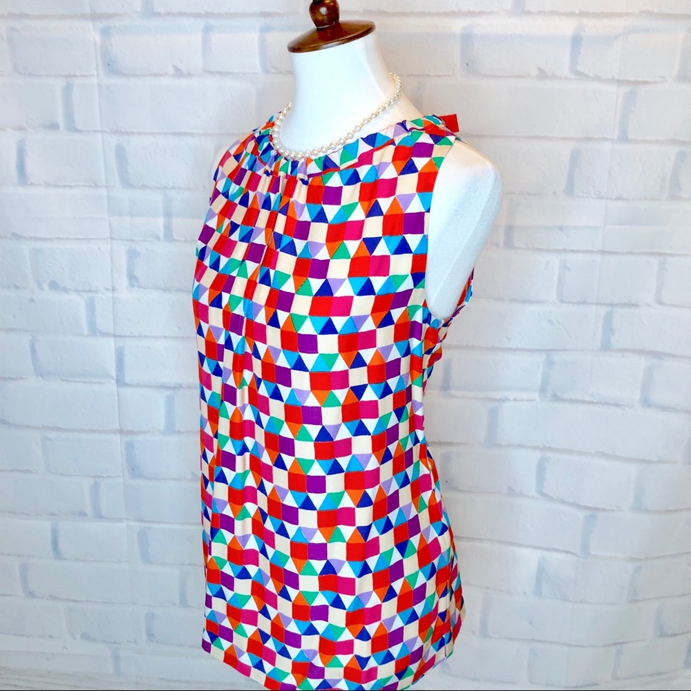 K A T E S P A D E : “Selena” Geometric Silk Top - image 5
